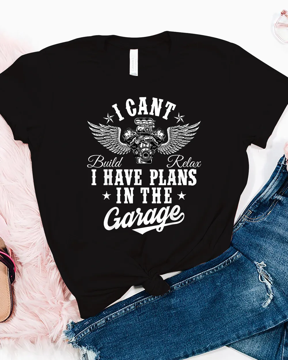 I Cant I Have Plans In The Garage Fathers Day Car Mechanics T Shirt Unisex Standard T-Shirt black s